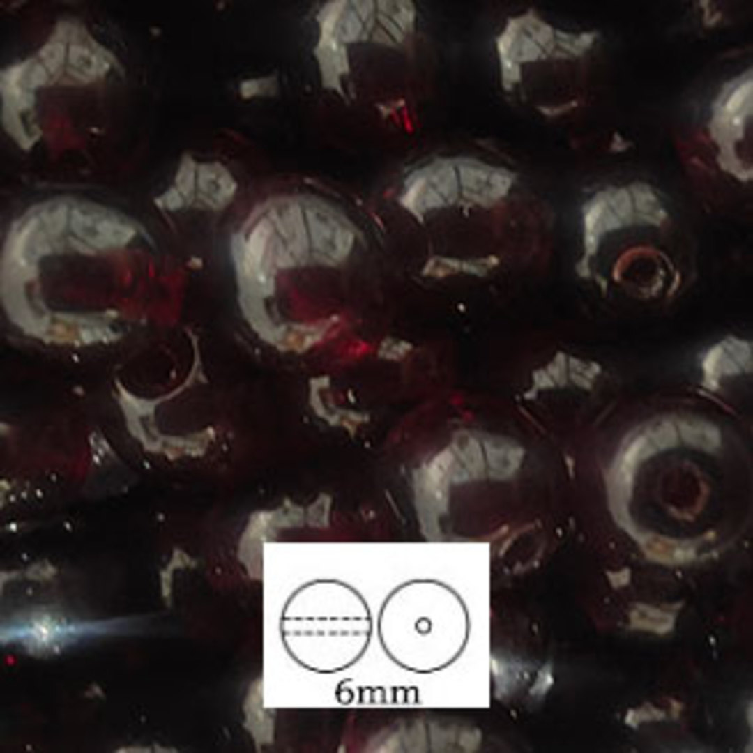 Glass Druk (Tiffany) Round Bead: 6mm - Dark Garnet image 0
