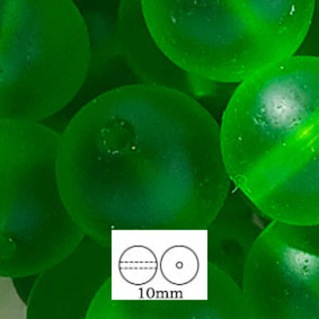 Glass Druk (Tiffany) Round Bead: 10mm - Matte Light Emerald image 0