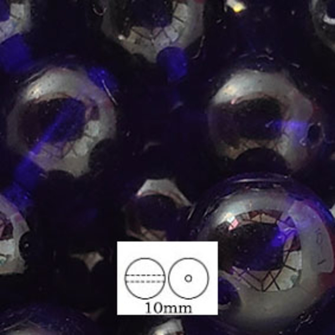 Glass Druk (Tiffany) Round Bead: 10mm - Cobalt image 0