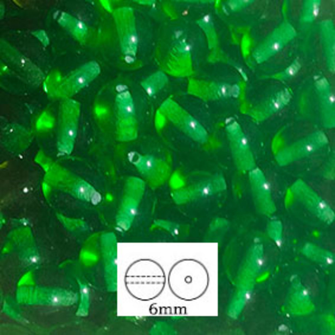 Glass Druk (Tiffany) Round Bead: 6mm - Emerald image 0