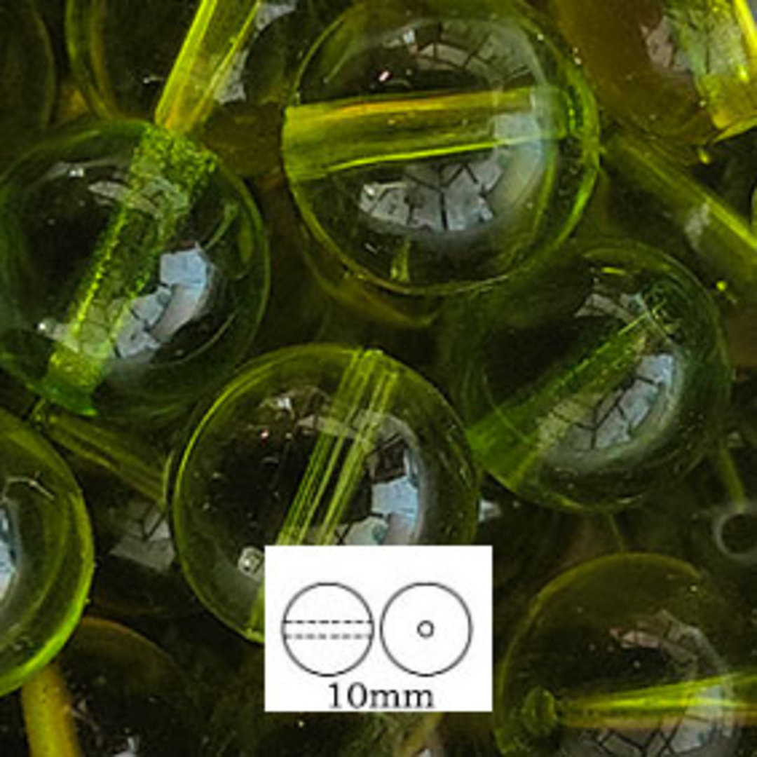 Glass Druk (Tiffany) Round Bead: 10mm - Light Olivine image 0