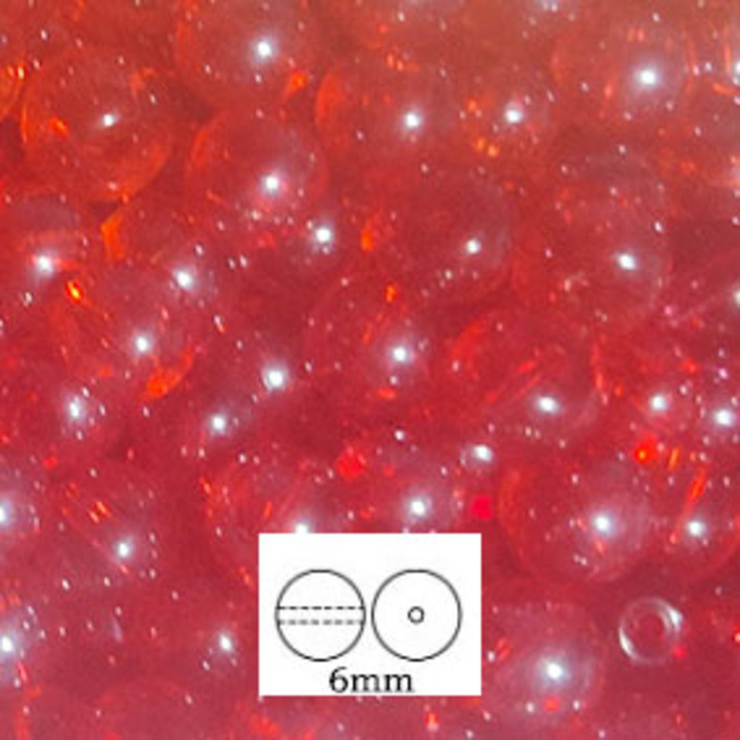 Glass Druk (Tiffany) Round Bead: 6mm - Light Siam Lustre image 0