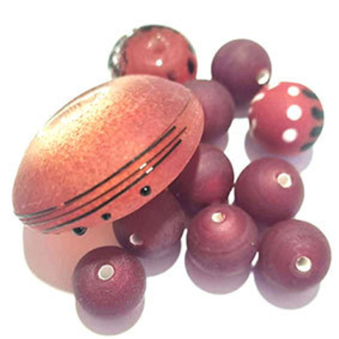 Queen Mum's Destash 6 - Czech Lampwork Beads - 12mm - 14mm, 35mm rhondelle image 0