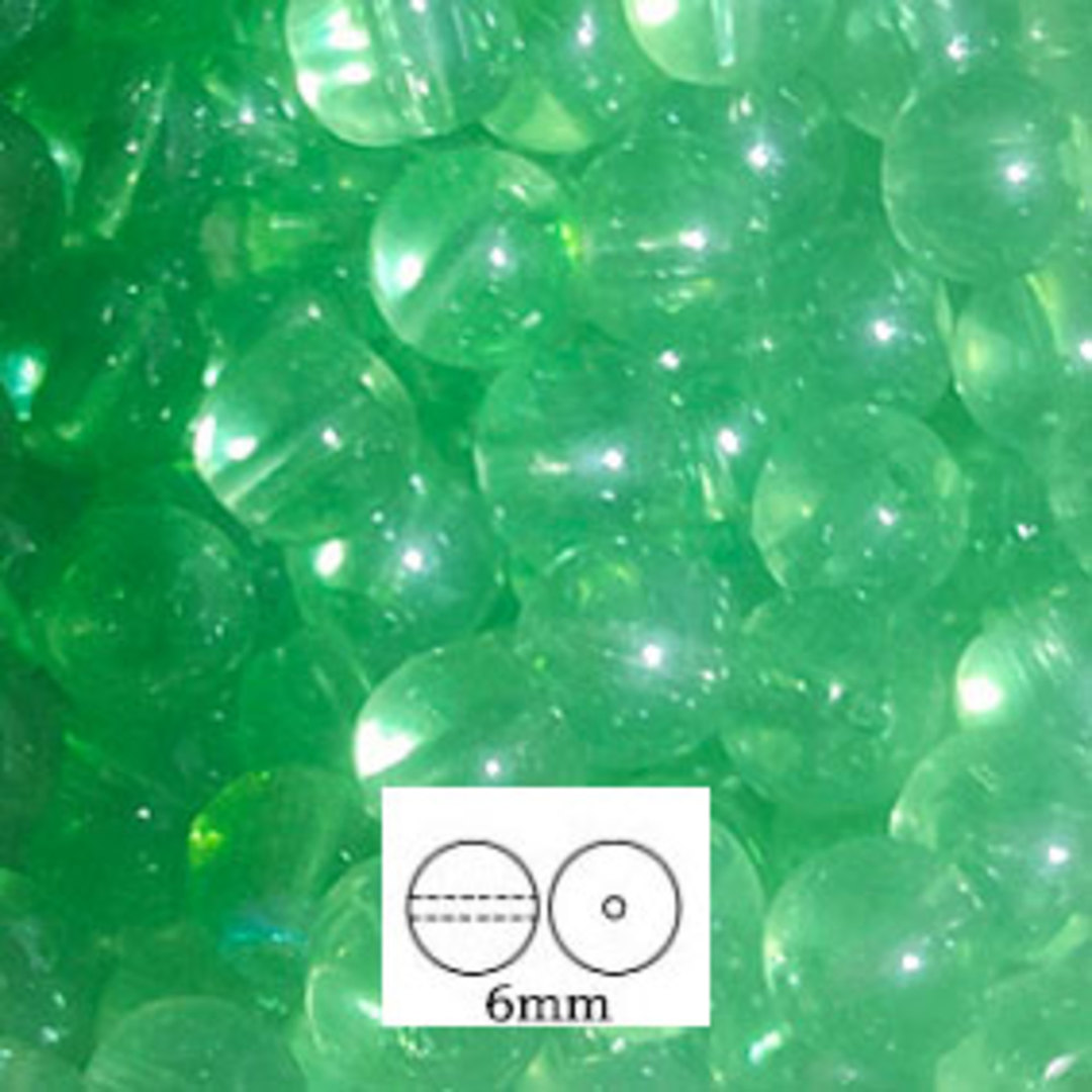 Glass Druk (Tiffany) Round Bead: 6mm - Light Chrysolite Lustre image 0
