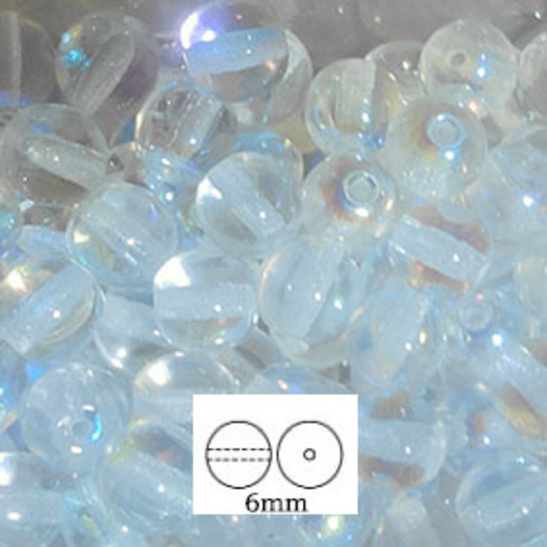 Glass Druk (Tiffany) Round Bead: 6mm - Crystal AB image 0