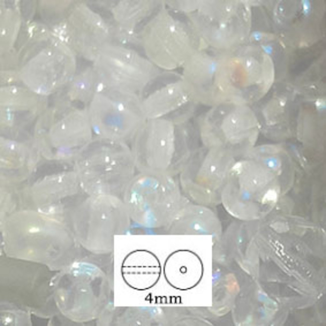 Glass Druk (Tiffany) Round Bead: 4mm - Clear Crystal AB image 0