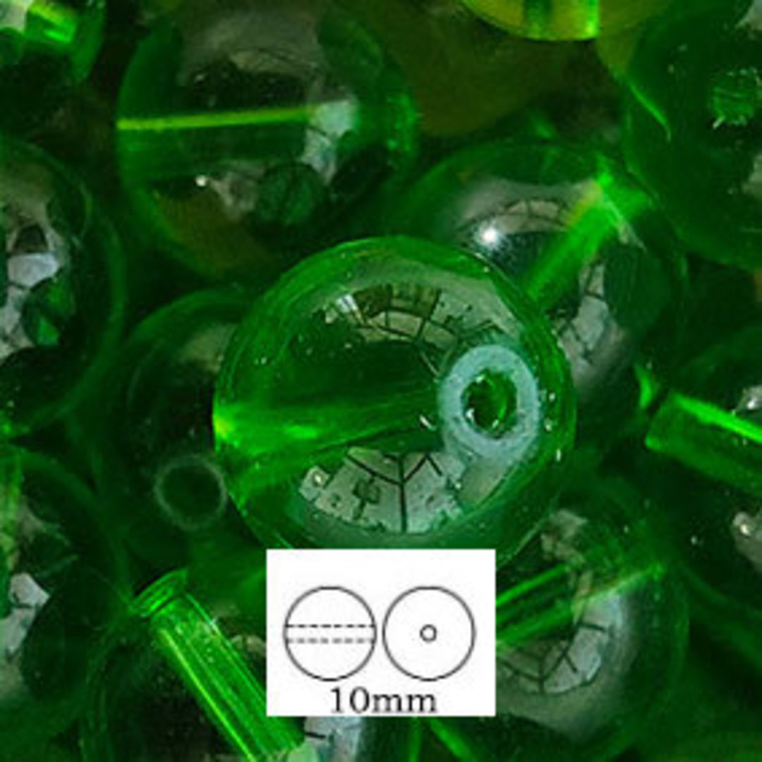 Glass Druk (Tiffany) Round Bead: 10mm - Grass Green image 0