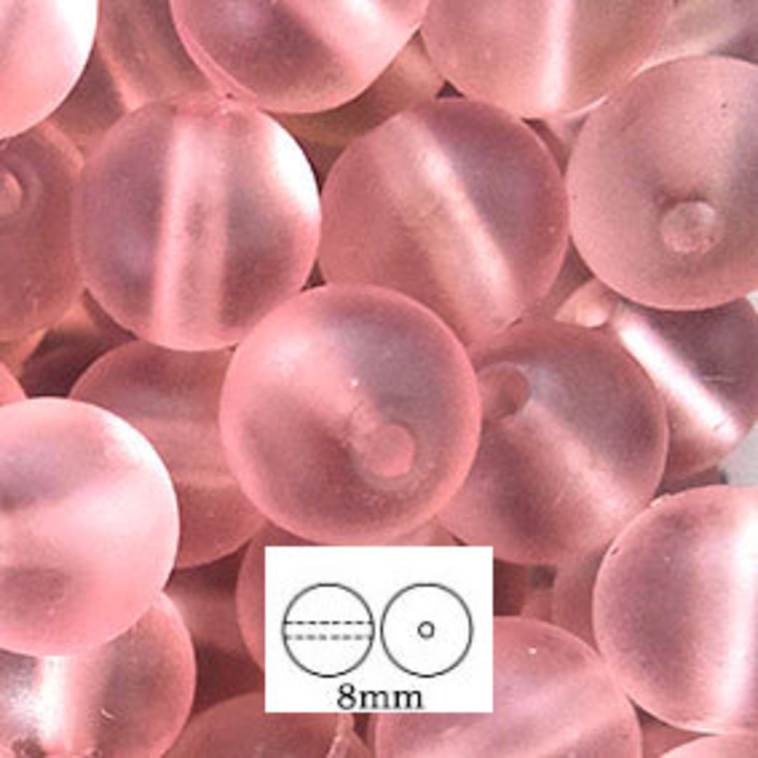 Glass Druk (Tiffany) Round Bead: 8mm - Matte Light Amethyst image 0