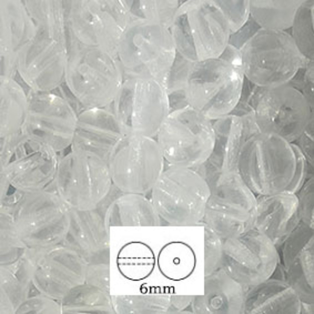 Glass Druk (Tiffany) Round Bead: 6mm - Crystal image 0