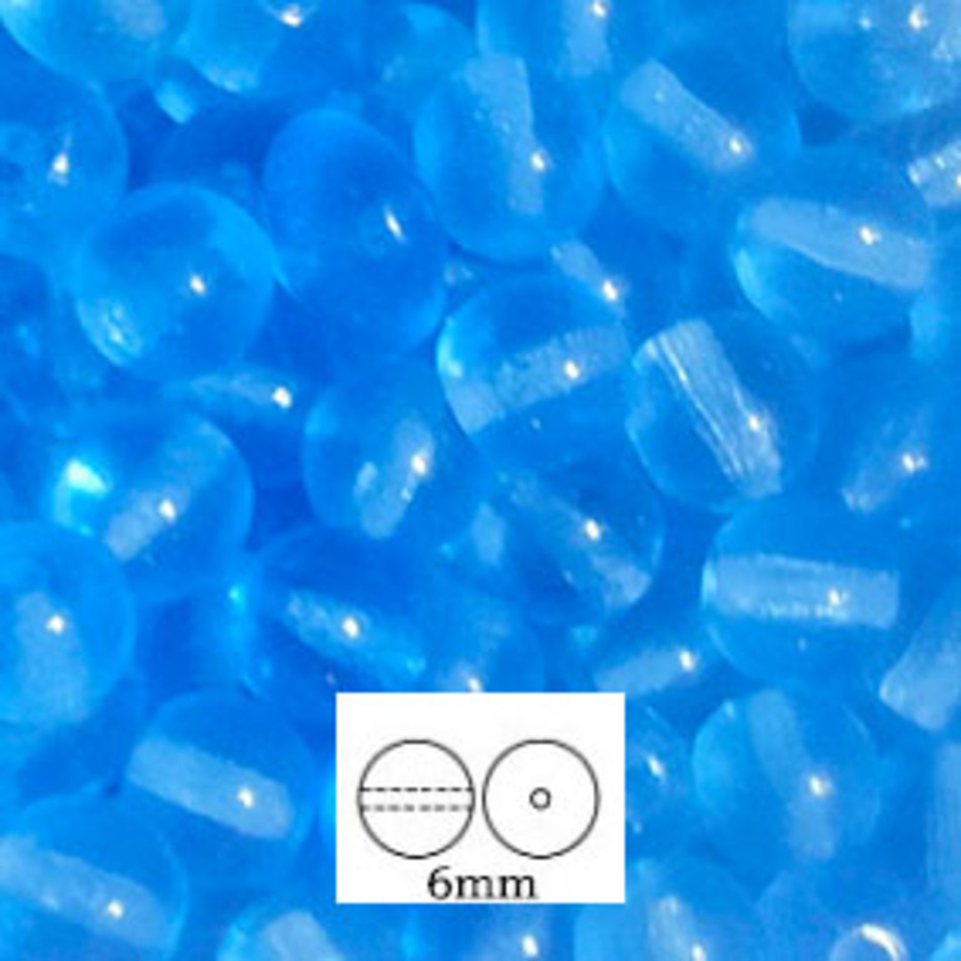 Glass Druk (Tiffany) Round Bead: 6mm - Light Sapphire image 0