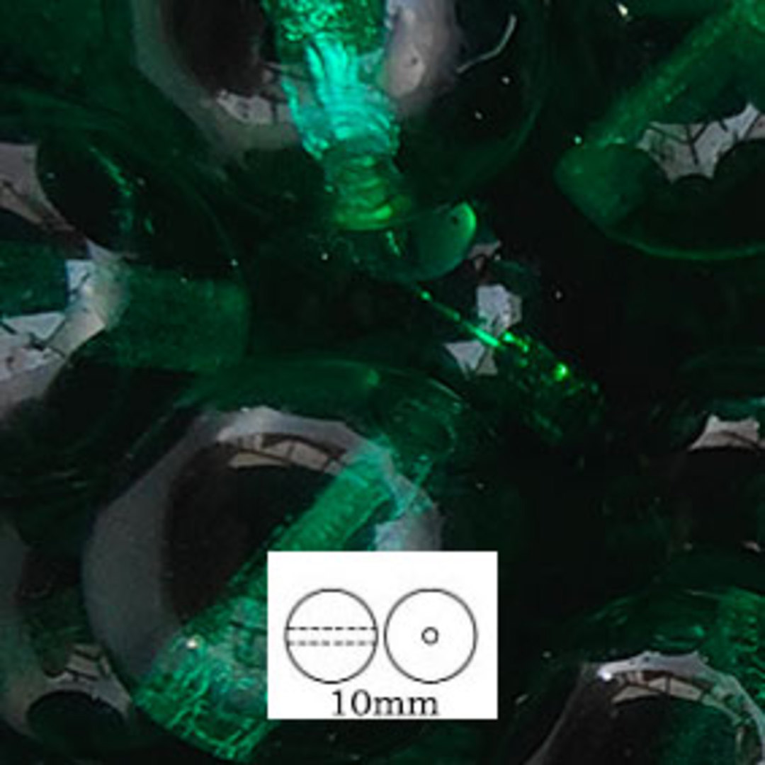 Glass Druk (Tiffany) Round Bead: 10mm - Emerald image 0