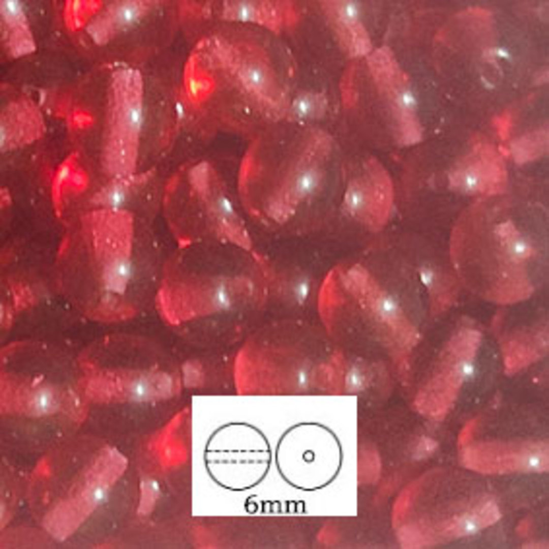 Glass Druk (Tiffany) Round Bead: 6mm - Cranberry image 0