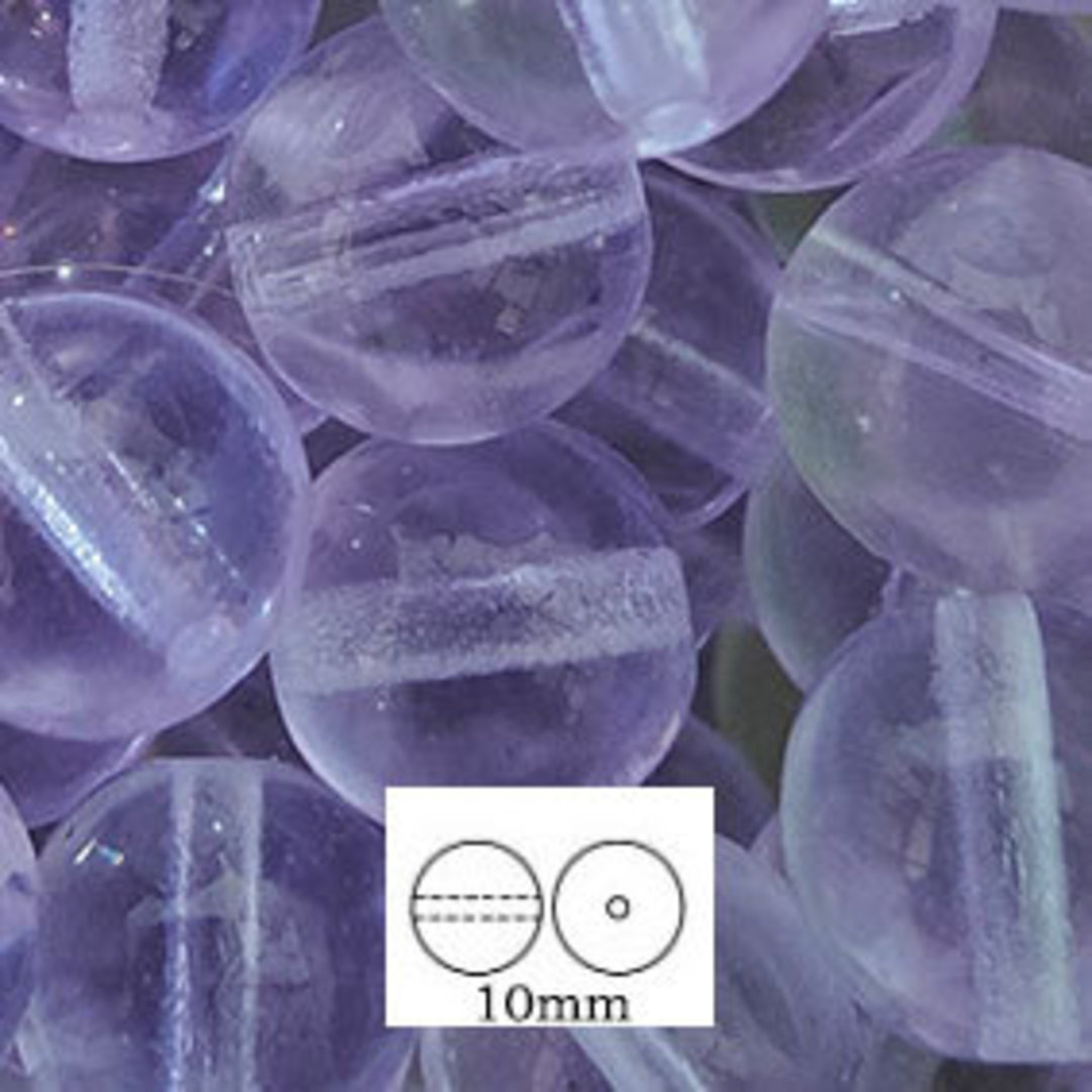 Glass Druk (Tiffany) Round Bead: 10mm - Lilac image 0