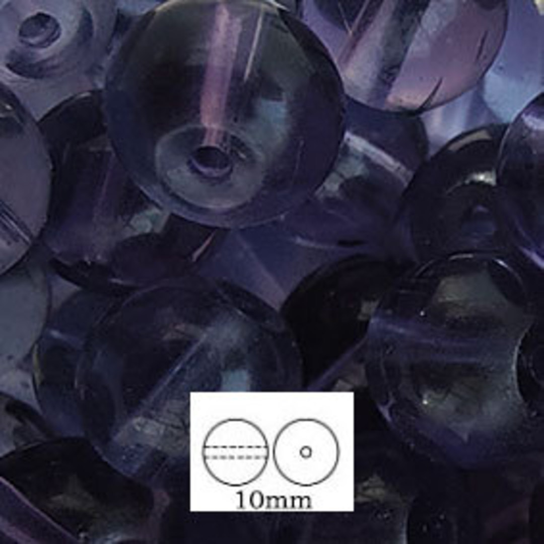 Glass Druk (Tiffany) Round Bead: 10mm - Tanzanite image 0