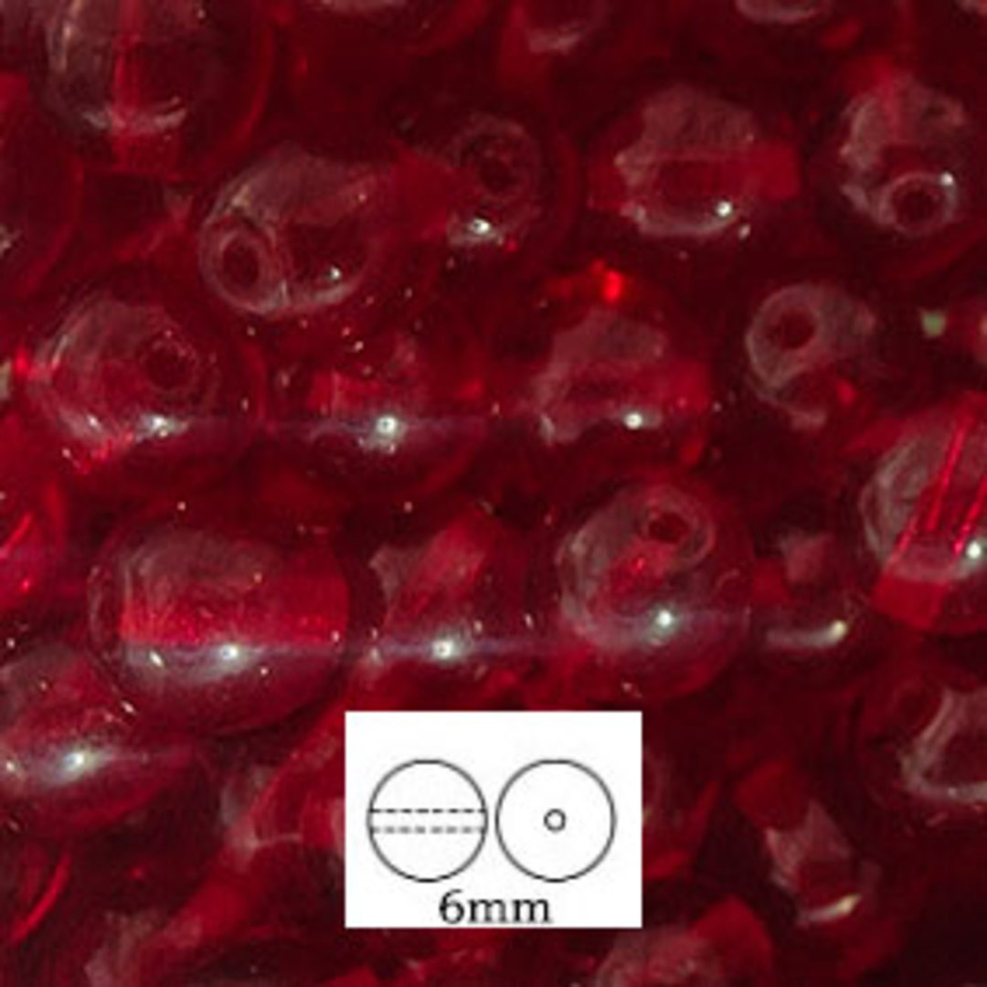 Glass Druk (Tiffany) Round Bead: 6mm - Siam image 0