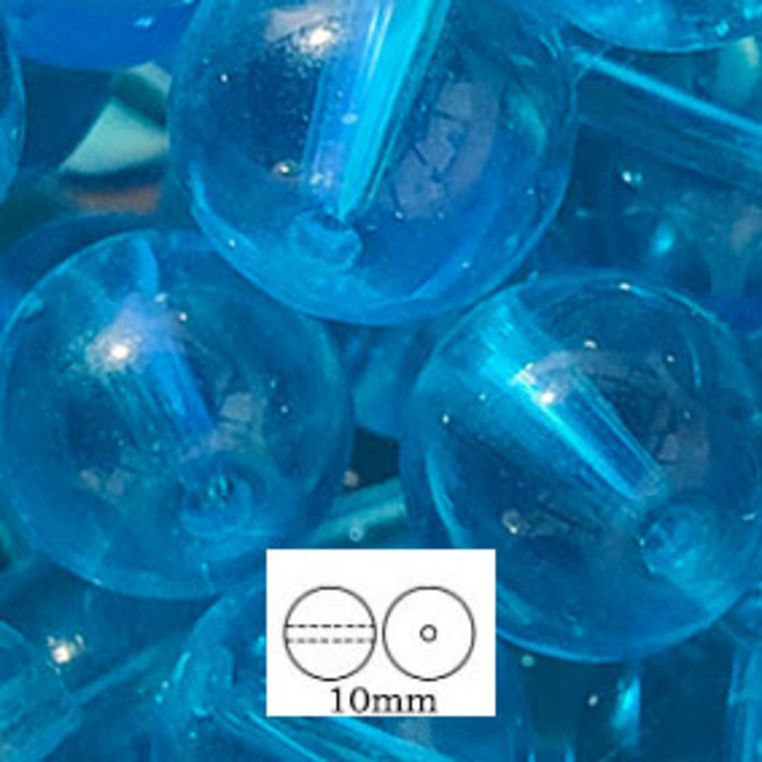 Glass Druk (Tiffany) Round Bead: 10mm - Light Aqua image 0