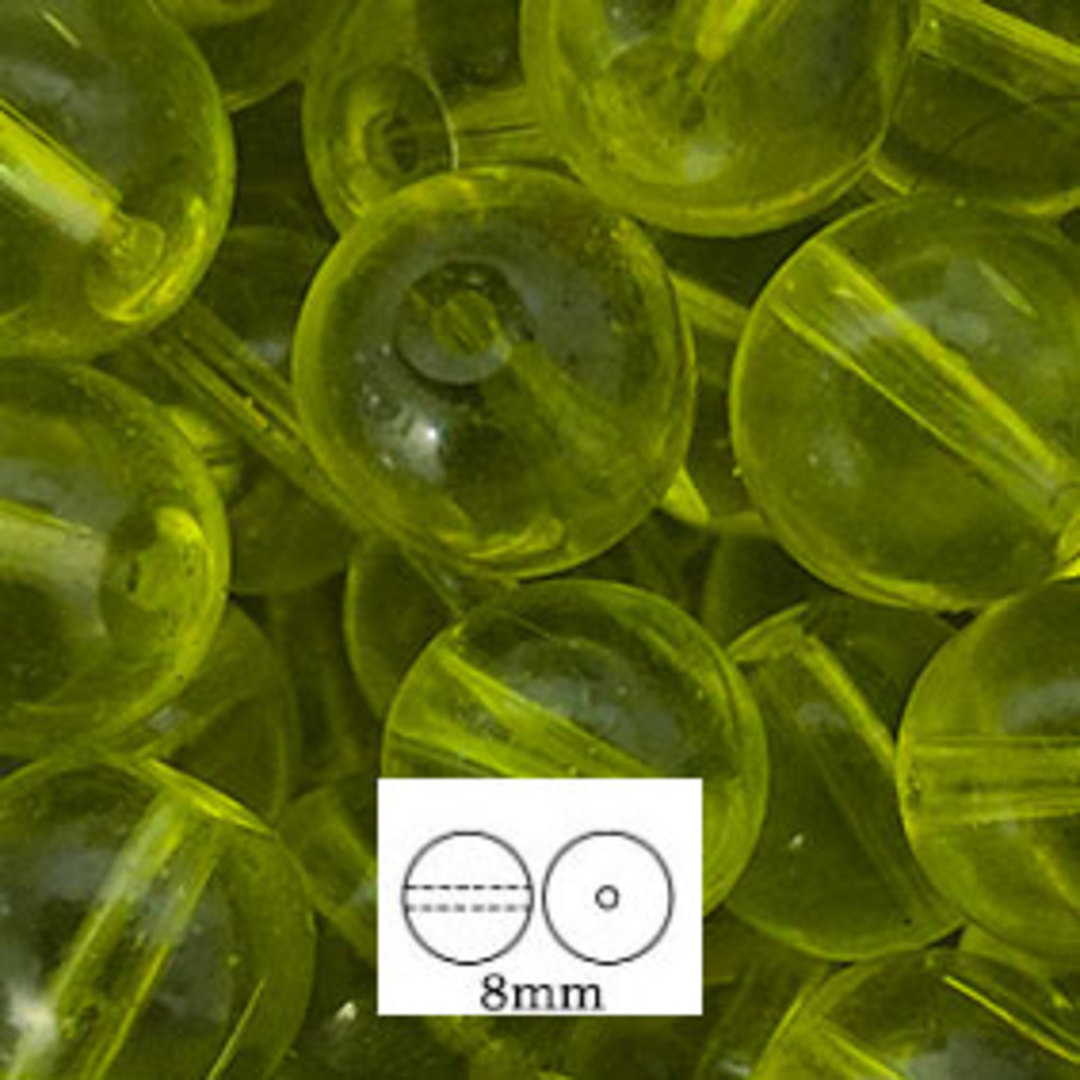 Glass Druk (Tiffany) Round Bead: 8mm - Light Olivine image 0