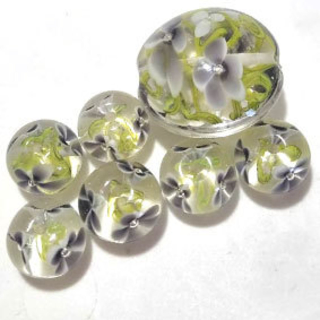 Queen Mum's Destash 9 - Australian Lampwork Bead - 12mm rhondelles with 26mm cushion image 0
