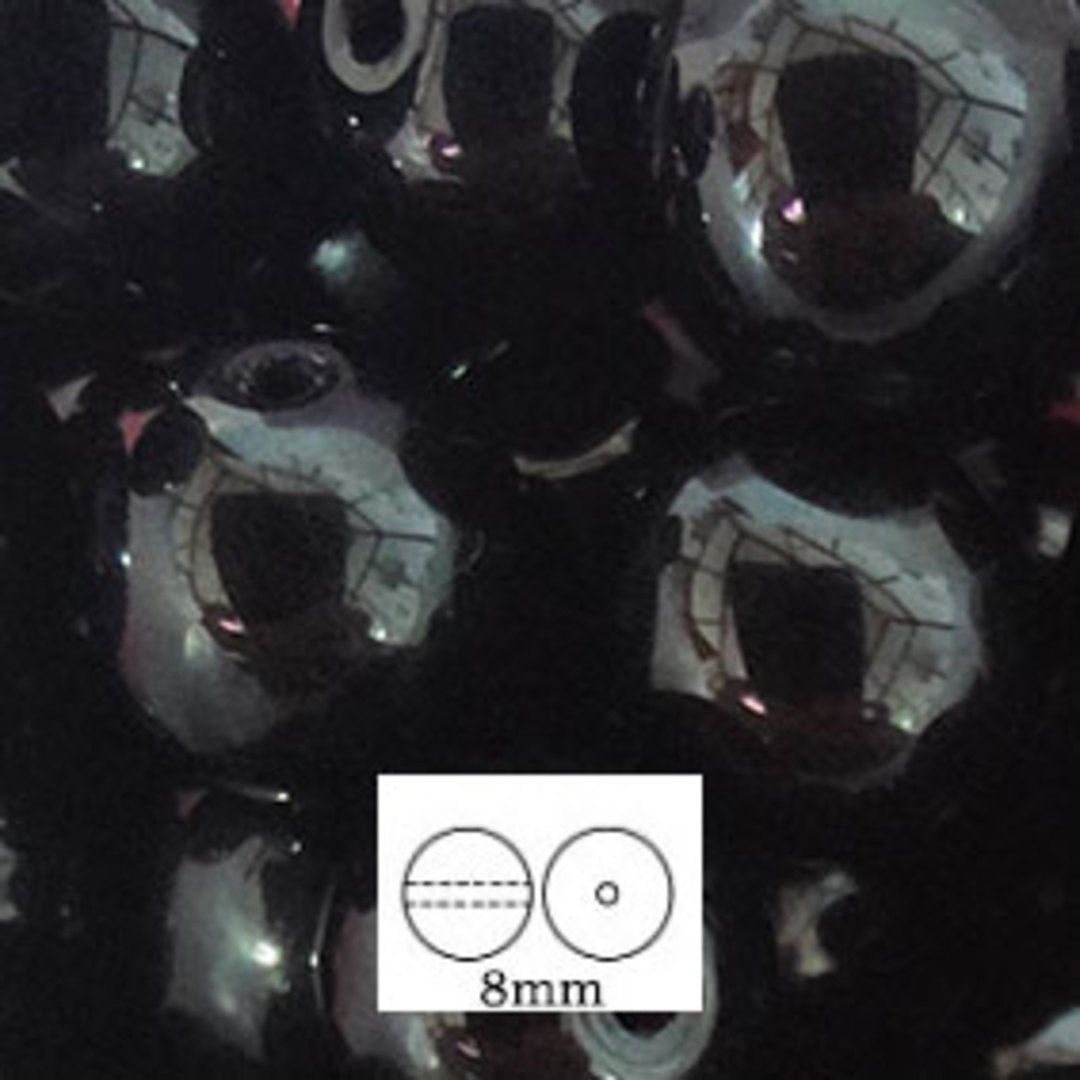 Glass Druk (Tiffany) Round Bead: 8mm - Jet Black image 0