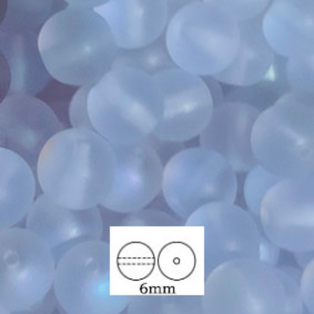 Glass Druk (Tiffany) Round Bead: 6mm - Matte Lilac AB image 0