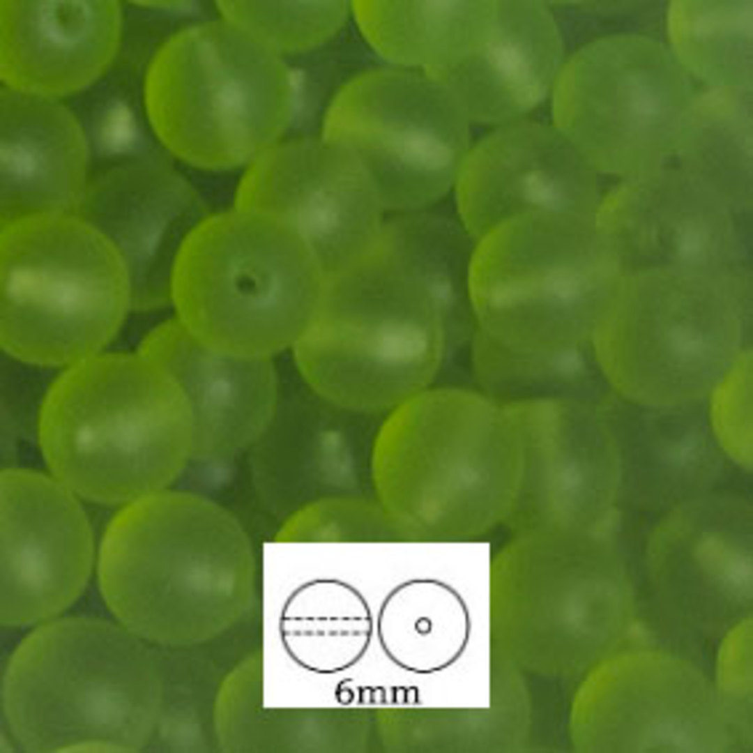 Glass Druk (Tiffany) Round Bead: 6mm - Matte Olivine image 0