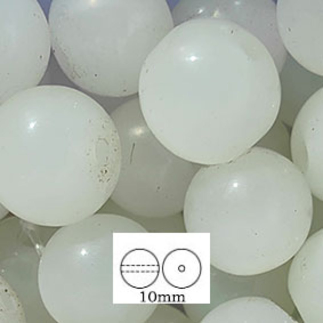 Glass Druk (Tiffany) Round Bead: 10mm - White Opal (variegated) image 0