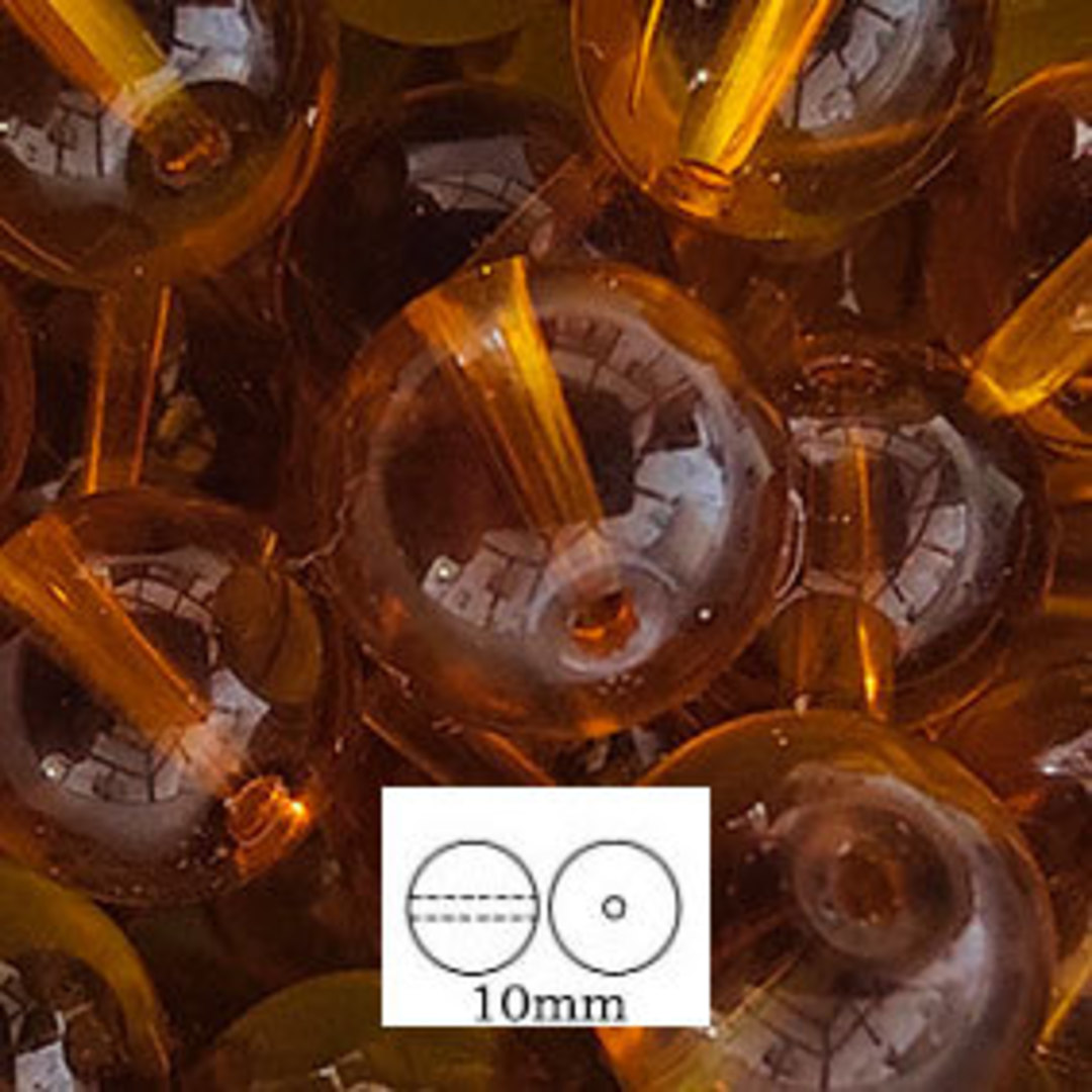 Glass Druk (Tiffany) Round Bead: 10mm - Amber image 0