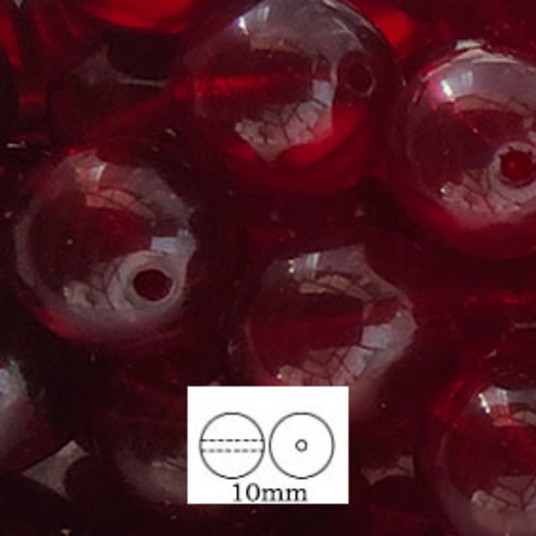 Glass Druk (Tiffany) Round Bead: 10mm - Siam image 0