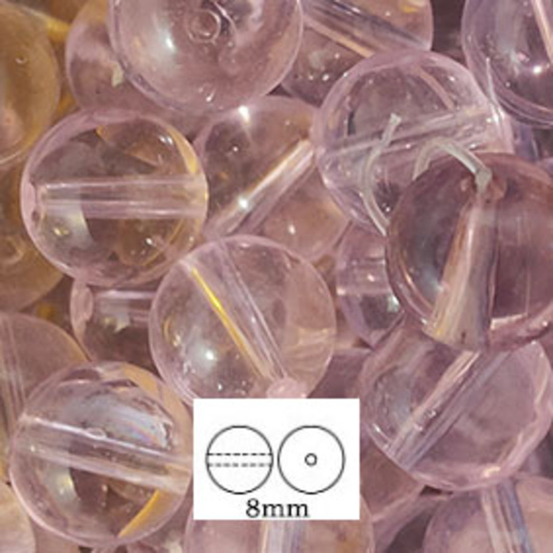 Glass Druk (Tiffany) Round Bead: 8mm - Rosaline image 0