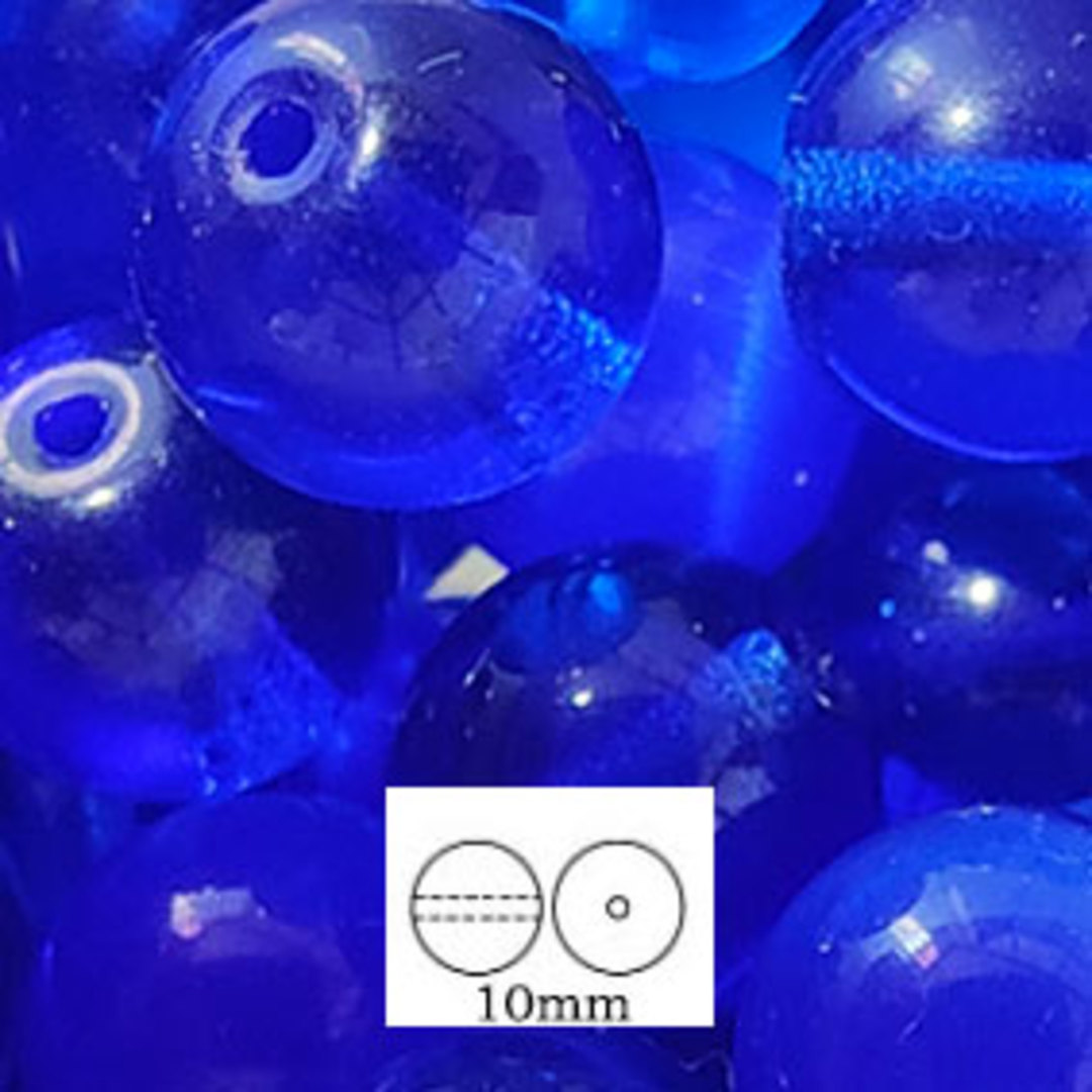 Glass Druk (Tiffany) Round Bead: 10mm - Sapphire image 0