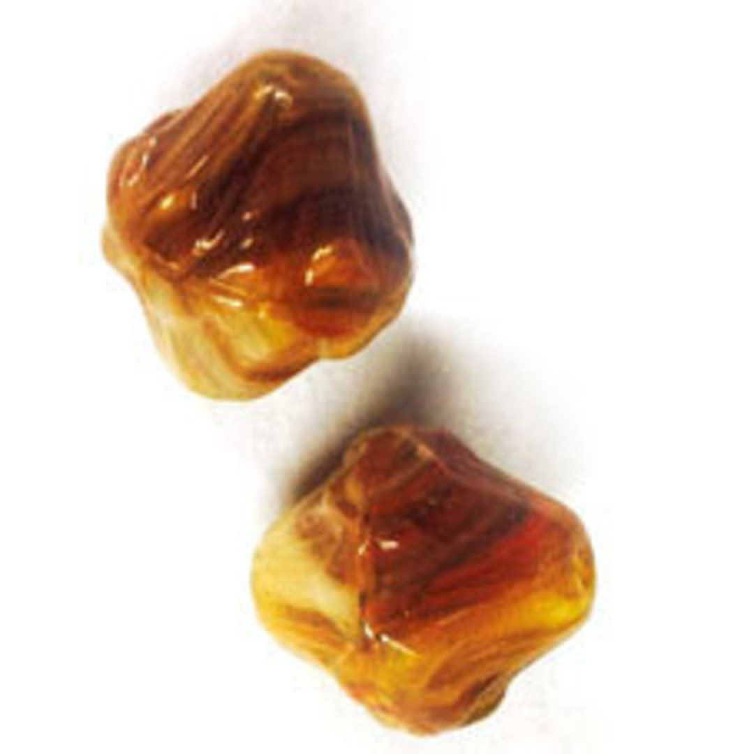 Glass Bicone, 14mm - Brown/Tan swirled image 0