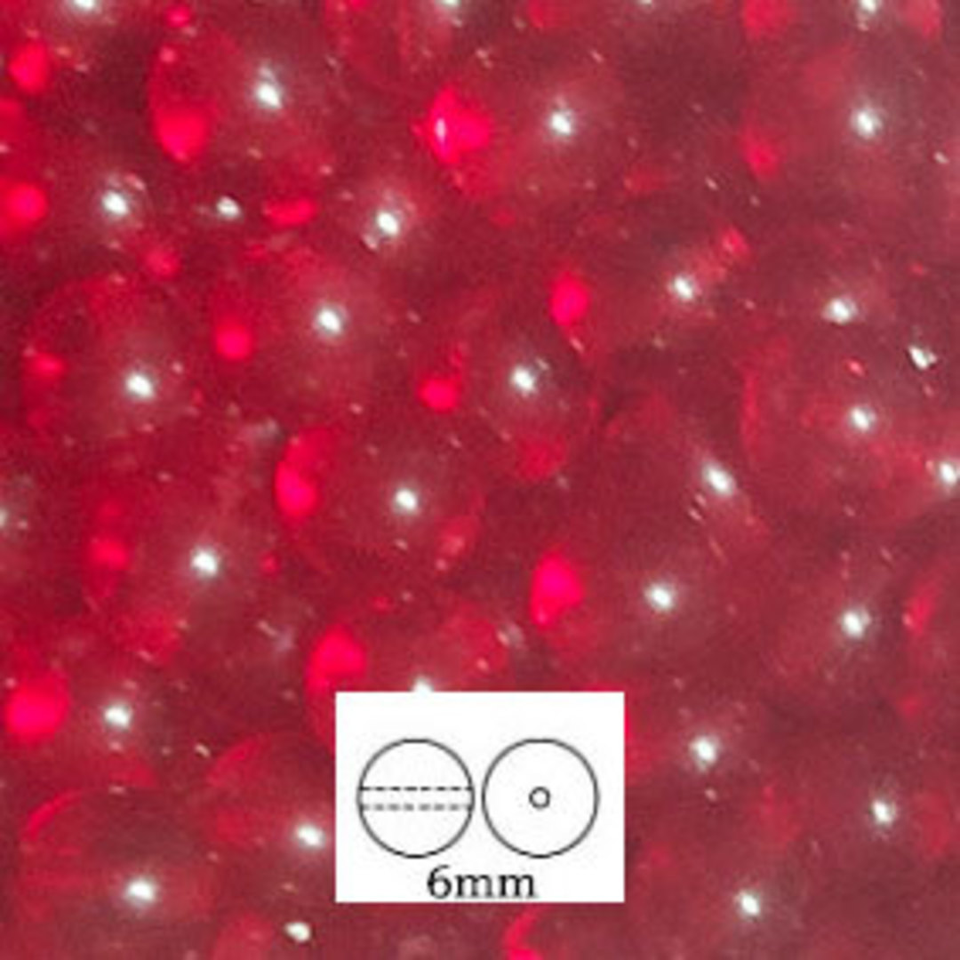 Glass Druk (Tiffany) Round Bead: 6mm - Light Siam image 0