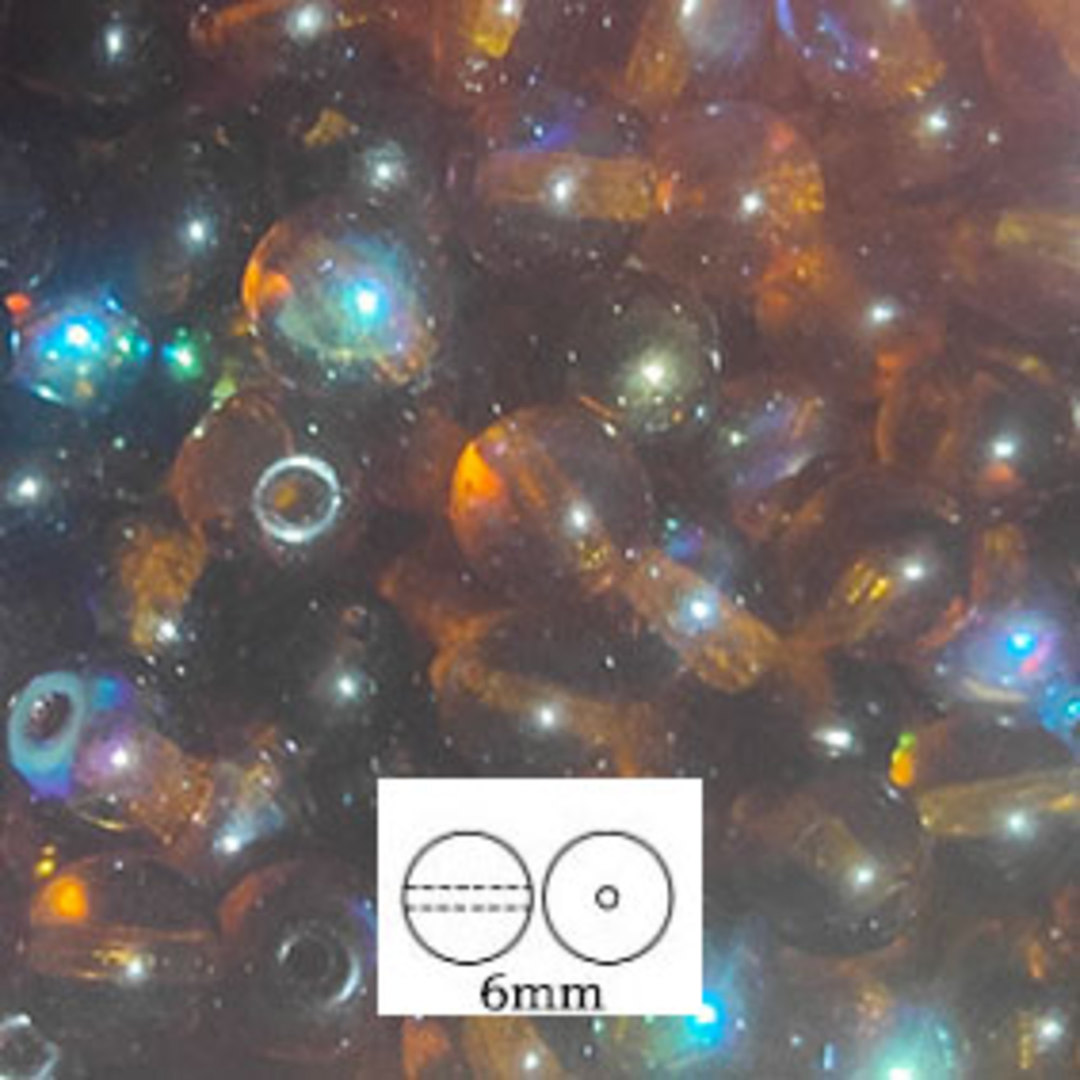 Glass Druk (Tiffany) Round Bead: 6mm - Topaz AB image 0