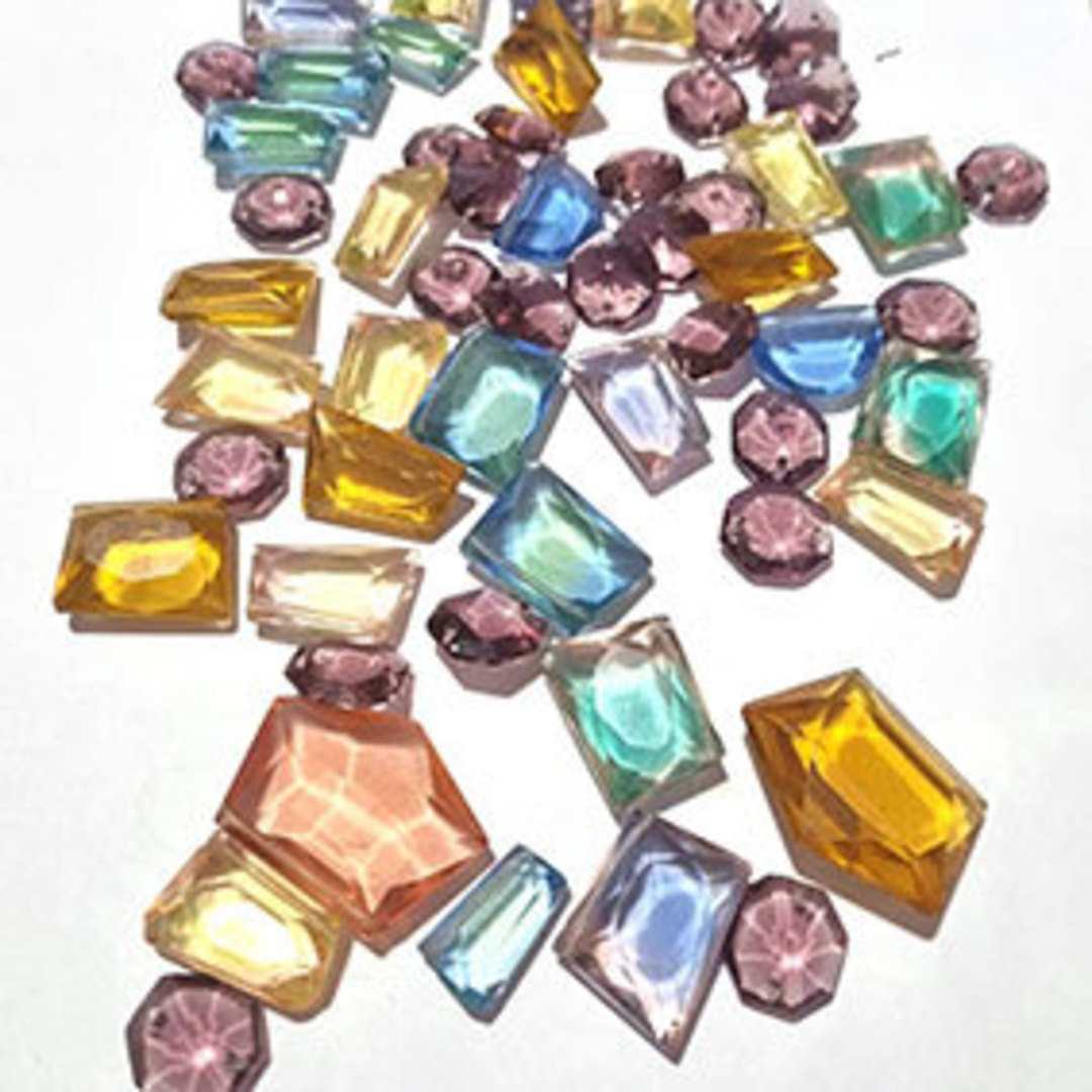 Queen Mum's Destash 55 - Glass pieces, over 50 - note hole positions image 1