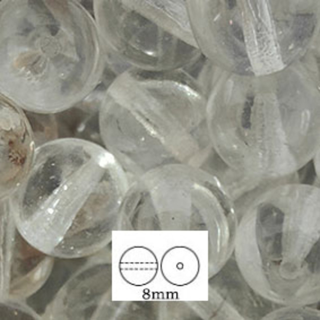 Glass Druk (Tiffany) Round Bead: 8mm - Crystal image 0