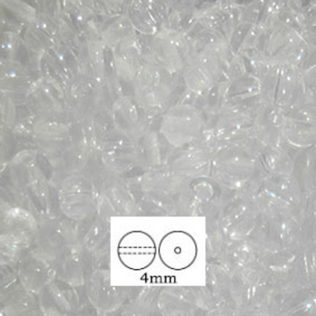 Glass Druk (Tiffany) Round Bead: 4mm - Clear Crystal image 0