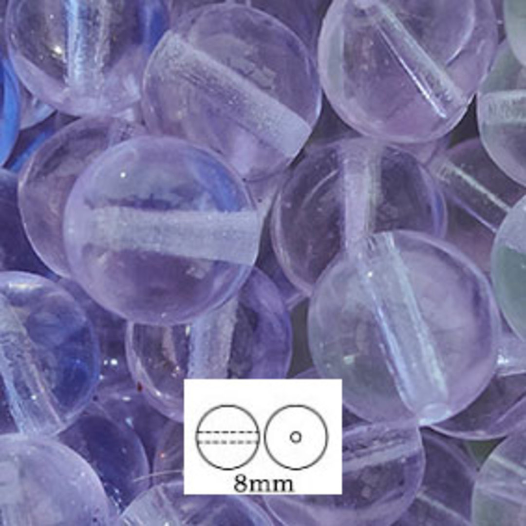 Glass Druk (Tiffany) Round Bead: 8mm - Lilac image 0