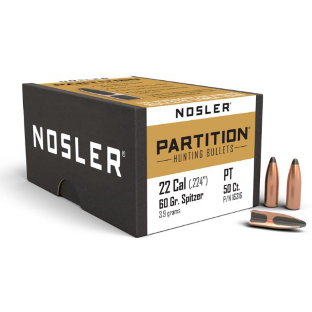 Nosler Partition 22cal 60gr #16316 Box of 50 image 0