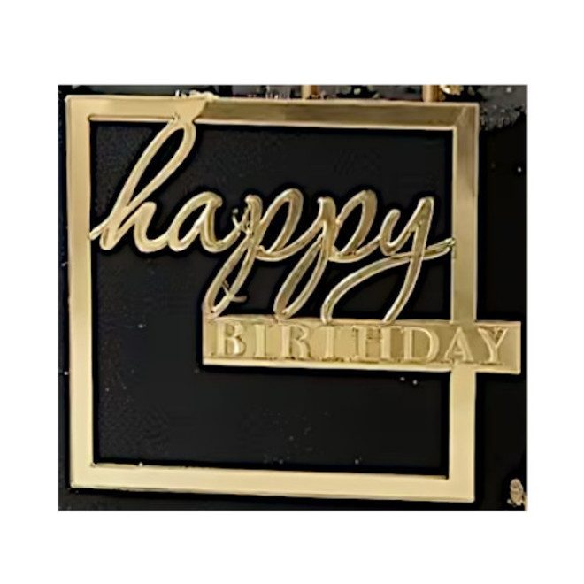 Acrylic Square "Happy Birthday"  Gold Topper image 0