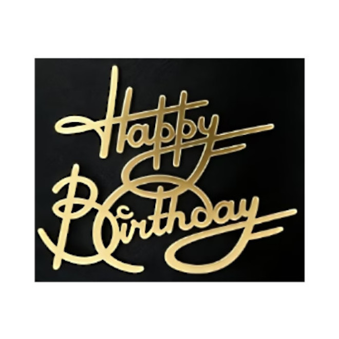 Acrylic Elegant "Happy Birthday"  Gold Topper image 0
