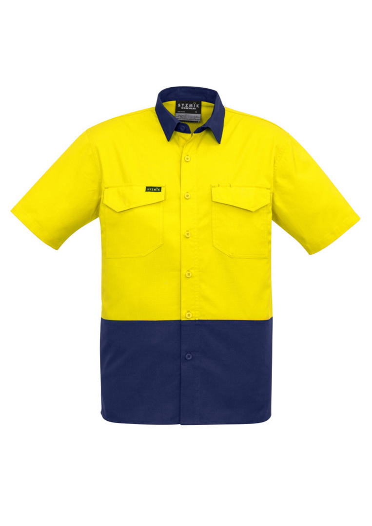 Syzmik ZW815 Mens Rugged Cooling Hi Vis Short Sleeve Shirt image 3