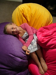 Kids Pink Purple Yellow Bean Bag