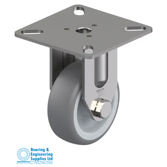 CASTOR STAINLESS 50mm RUBBER FIXED WLL-50KG