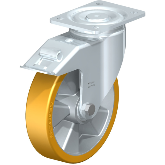 CASTOR 200mm 800kg URETHANE/ALLOY BRAKED
