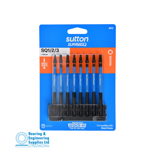 SCREWDRIVER BIT SQ1, SQ2(x6), SQ3, 100MM 8PK SUTTON