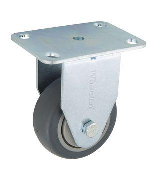 CASTOR 75mm GREY RUBBER FIXED WLL80KG