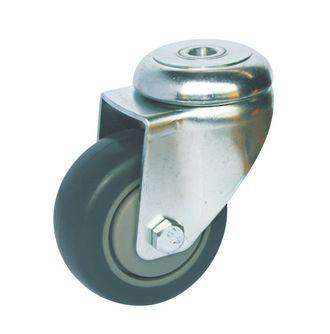 CASTOR 75mm GREY RUBBER BOLT HOLE