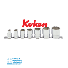 SOCKET SET WHITWORTH 3/8" SOCKETS 7pc ON RAIL KOKEN