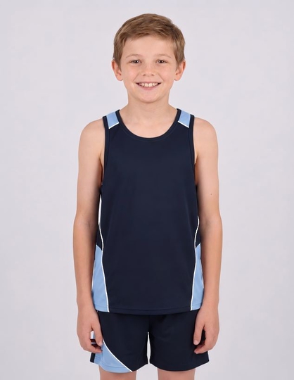 BSS2060K (Kids) Recycled Singlets. 6 Colourways In Stock.
