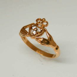  R120 Celtic Claddagh style in Rose gold set with Diamonds